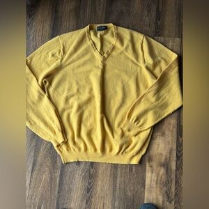 Brooks Brothers Merino Wool Blend V-Neck Sweater in Bright Yellow